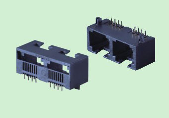 廠家直銷RJ45 TAB UP 連接器5301 1x2 MINI雙口全塑DIP網絡插口