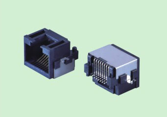 RJ45網絡插座TAB DOWN沉板6.8 SMT貼板帶屏蔽殼連接器