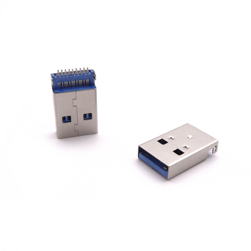 USB 3.0公頭 沉板SMT貼片插板公頭 有孔 無柱