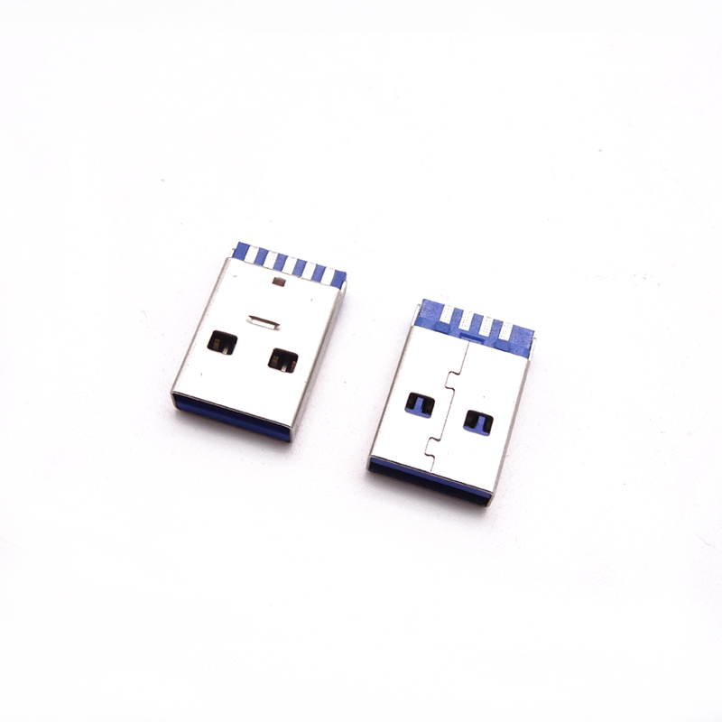 USB 3.0公頭 雙面9P焊線式公頭 插腳 藍膠 快傳輸