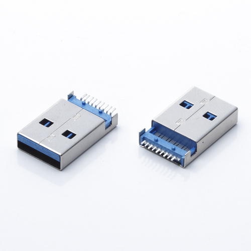 USB 3.0公頭 9P沉板1.9H 沉板兩腳直腳插板 針貼片有柱