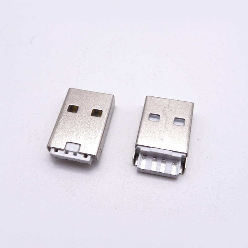 USB 2.0公頭 短體焊線式窄膠芯 帶外殼腳