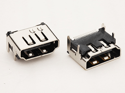 HDMI A型19P母座 板上四腳90度插板 單排針貼板SMT