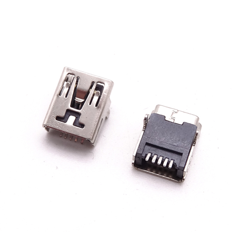 MINI USB 5P母座 90度前兩腳插板 前插后貼