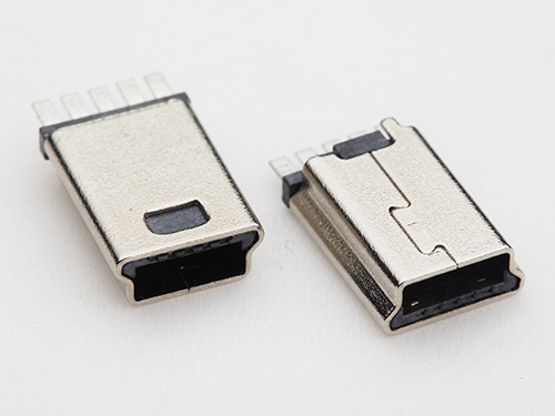 MINI USB 5P公頭 焊線式外殼帶地腳 B型前五后五