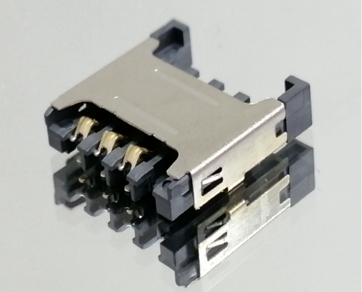 MICRO SIM卡座 6PIN CARD CONN TYPE21 (鐵殼四腳) H=2.40 12.9+13. 7+2. 4