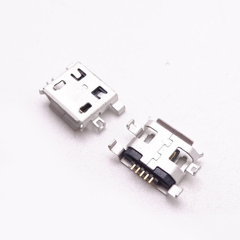 MICRO USB 5P母座 沉板0.8 四腳插板 有孔卷邊/有導(dǎo)位