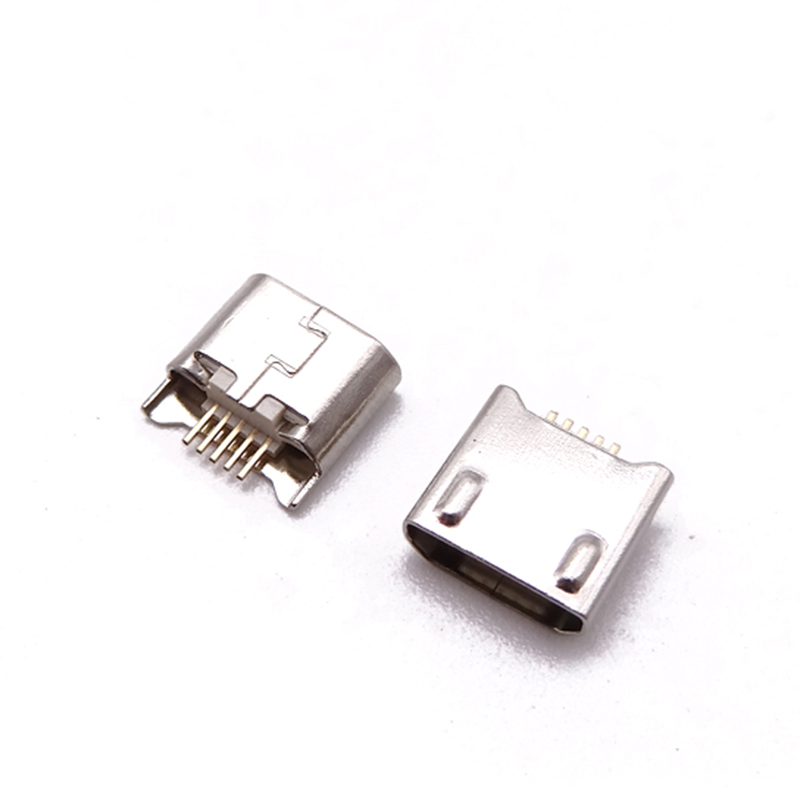 MICRO USB 5P母座 沉板1.2貼板SMT 無腳無邊帶凸包