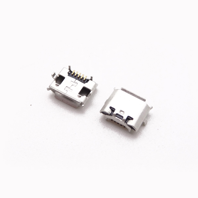 MICRO USB 5P母座 反向牛角內(nèi)DIP 0.6（7.7-5.3）四腳卷邊