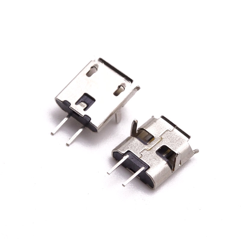 MICRO USB 2P母座 臥式90度插板 針SMT貼片 卷邊