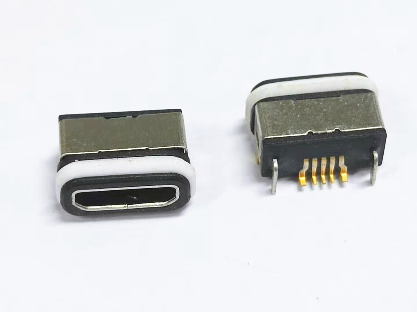 MICRO USB 5P防水母座 板上四腳插板SMT 點膠帶防水圈